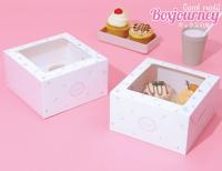 Boxjourney กล่องคัพเค้ก 4 ชิ้น พิงค์ฟลาวเวอร์ (พร้อมฐาน) (20 ชิ้น/แพ็ค)