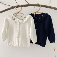 Baby Girls Embroider Cardigan Coats Fashion Children Outwear Coat Girls Long Sleeve Kids Knit Cardigan Coat 1-7Yrs