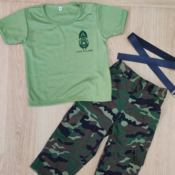 งานไทย-พร้อมส่ง-ชุดลำลองทหารเด็ก-ชุดเสื้อยืดทหาร-ชุดอาชีพเด็กในฝัน-เสื้อ-กางเกง-เข็มขัด