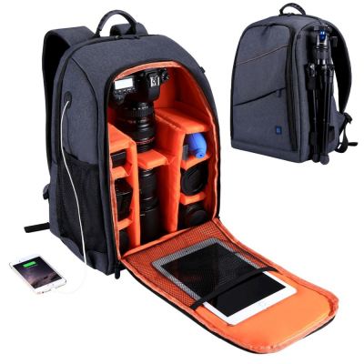 PULUZ Outdoor Backpack Camera Accessories Bag กระเป๋าเป้ สะพายหลัง กันน้ำ สำหรับเก็บกล้อง DSLR ดิจิตอล เลนส์ และอุปกรณ์เสริม