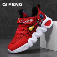 2022 Boys Light Breathable Tenis Shoes Big Children Cartoon Mesh Sneaker Kids Summer Man Autumn Spider Running Footwear Black