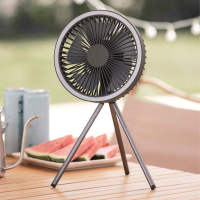 10000mAh USB Tripod Camping Fan Outdoor Portable Camping Fan with Light Power Bank Grey