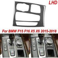 LHD Real Carbon Fiber Car Center Gear Shift Panel Covers For BMW X5 X6 F15 F16 2015-2018 Frame Cover Stickers Car Accessories