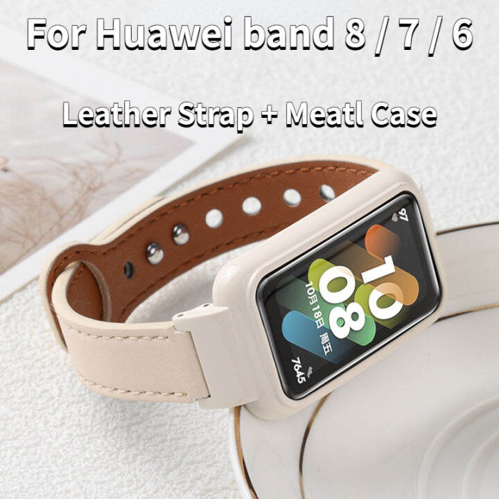 สายหนังพร้อมเคสเนื้อนิ่มสำหรับ-huawei-สมาร์ทแบนด์8-7-6สายรัดข้อมือสายนาฬิกาข้อมือสำหรับ-huawei-แบนด์8สายรัดข้อมือสายกีฬาสายทดแทนเข็มขัดผู้ชายผู้หญิง