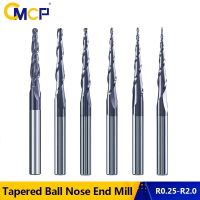 【DT】hot！ CMCP Carbide Milling Cutter R0.25-R2.0 2 Flute Tapered End Mill Router Bit Wood /Metal Engraving