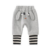 Pureborn Children Kids Baby Boy Pants Cartoon Puppy Baby Bottoms Fleece Lined Winter Boys Elastic Waistline