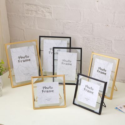 【CW】 Metal Glass Photo Frame Dried Portrait Holder Wedding Couple Recommendation Pictures Frames Ornaments