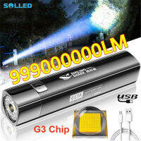 SOLLED ไฟฉายยุทธวิธี Led 2อิน1,ไฟฉายกลางแจ้งชาร์จได้สว่างเป็นพิเศษ G3