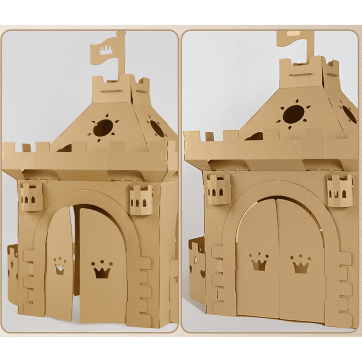 บ้านปราสาท-บ้านของเล่น-ทรงปราสาทแบบกล่องกระดาษ-วัสดุเป็นกดระดาษ