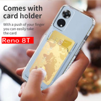 เคสสำหรับ OPPO Reno 8T 2023 Reno 8T 8T Oppo Reno 8 4G 5G เคสโทรศัพท์ TPU สี่เหลี่ยมคู่ซิลิโคนนิ่มช่องเสียบบัตรป้องกันเลนส์กล้อง Bac โปร่งใสกันกระแทก