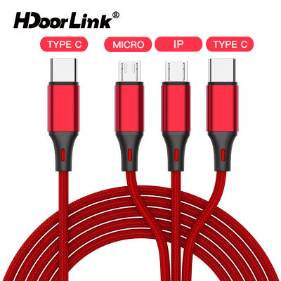 HdoorLink 3 In 1 USB Cable Type C To USB C Micro USB Phone Charger Cable PD Fast Charge Cable For iProduct 12 Cellphone Type-C Android Nylon Cable