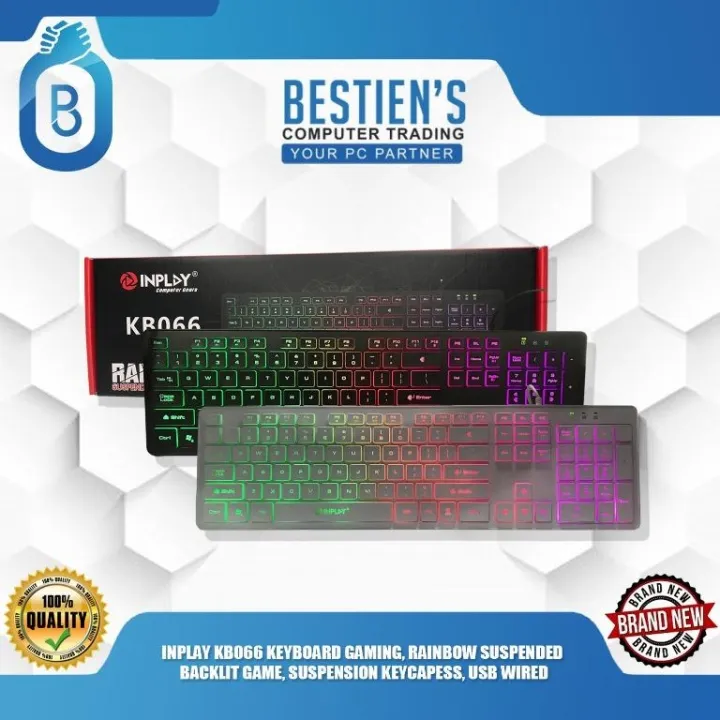 INPLAY KB066 USB Smooth Touch keyboard 104 key black/white Wired Silent ...