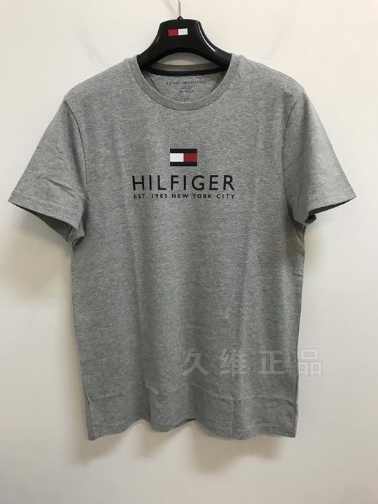 tommy-hilfiger-tommy-เสื้อยืดแขนสั้นคอกลมผ้าคอตตอน-แฟชั่นผู้ชายขนาดใหญ่ใหม่