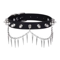 【HOT】▩△ Punk Spiked Choker Necklace Men Leather Collar Chain Studded Chocker Goth Jewelry Accessories