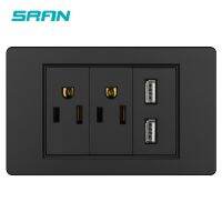 【CW】 SRAN US Standard American multi-function Socket15A power outlet Double 2.1A socket with usbBlack PC Flame Retardant Panel