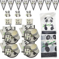 Birthday Themed Cartoon Panda Theme Party Decorations Kids Favor Disposable Tableware Plate Cup Set Baby Shower Party Supplies