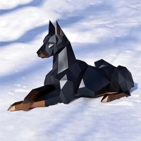 Black brown 105cm 105Cm/71Cm Recumbent Doberman Dog 3D Animal Sculpture Doberman Papercraft Bedroom Living Room Handmade DIY Origami Model