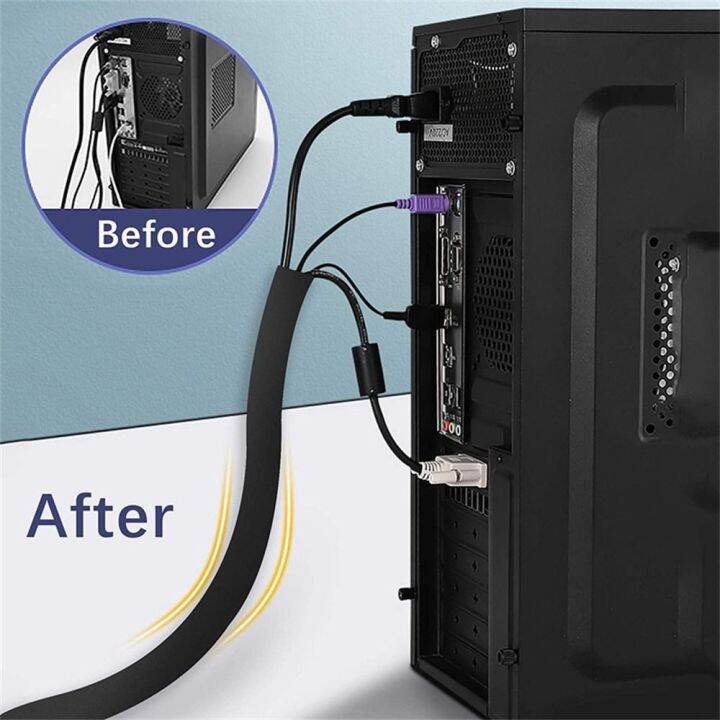 QFV5F Flexible DIY Cord Zipper Wraps PC Computer Cable Management Cover Wire Organizer Cable ...