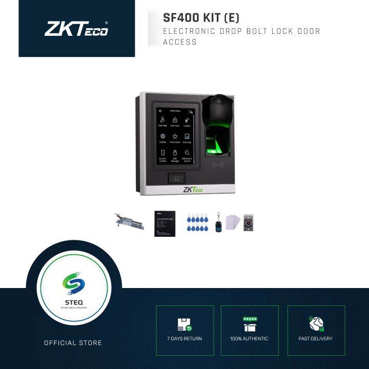 STEQ ZKTeco SF400 KIT(E) Electronic Drop Bolt Lock Door Access Door