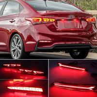 CSCSNL ไฟสะท้อน Bemper Belakang LED 2ชิ้นสำหรับ Hyundai Solaris Accent 2017 2018 2019ท้ายไฟเบรคไฟตัดหมอกอัตโนมัติ