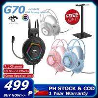 【Undine earphone】 G70เชื้อ7.1หูฟังเกมยูเอสบีพร้อมไฟ RGB สำหรับ PS4 /Pc/xbox/ หูฟังมือถือเฮดโฟนพร้อมไมค์