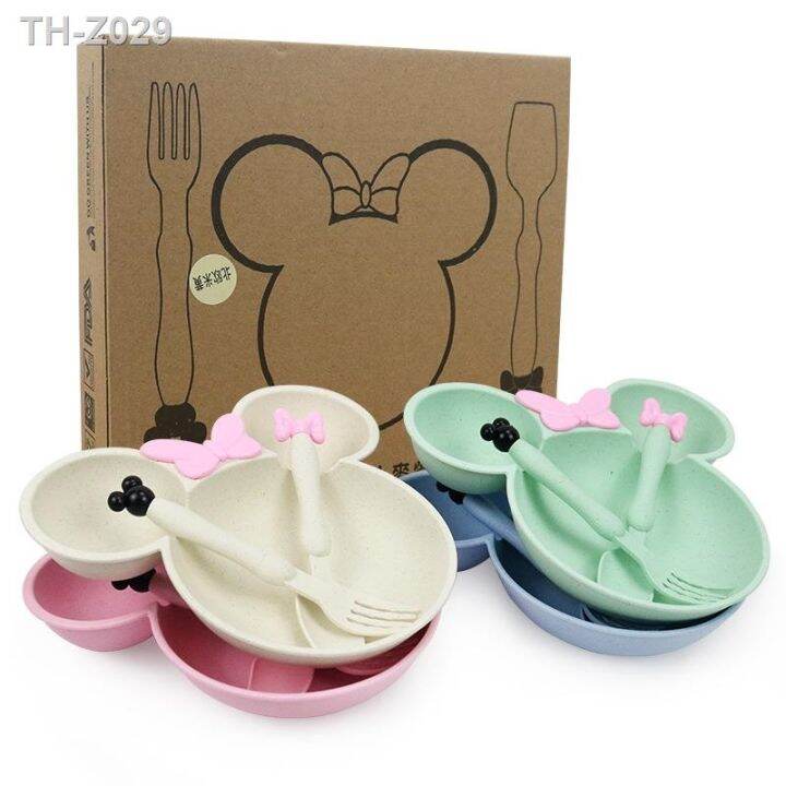 3PCS Disney Minnie Mouse Mickey Mouse Children's Dinner Plate Spoon