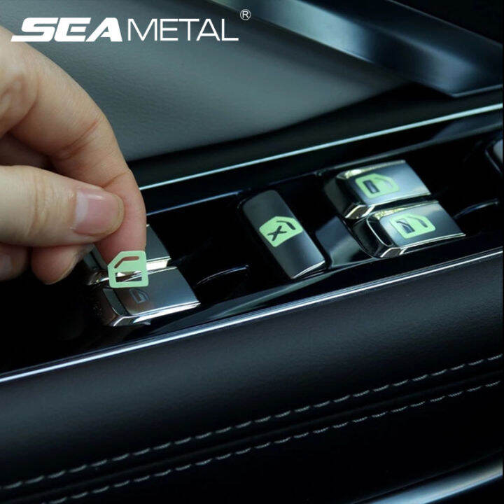 Car Window Button Luminous Sticker Car Door Window Sticker Interior Decoration Convenience