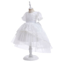 European And American New Childrens Dress White For Girls Mesh Princess Dress Girls Catwalk Tail Dresses Of Bride Fellow Kids