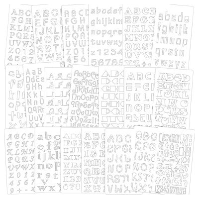 [dv9xr4bi] 20แพ็คตัวอักษรและตัวเลข Stencils Reusable ลายฉลุตัวอักษรอุปกรณ์สำหรับเขียนบันทึกแม่แบบสำหรับเด็กวาดภาพ