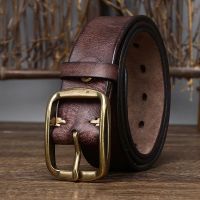 Mens New Wide Belt For Men Retro First Layer Pure Cow Leather Jeans Belt Male Korean Version Versatile Leather Pin Buckle