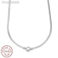 ۞ Hot Sale Original 925 Sterling Silver Necklace Ball Barrel Clasp Snake Chain Necklace For Fashion Bead Charm DIY Jewelry Making