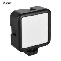 Andoer W49S มินิถ่ายภาพโคมไฟแบบพกพาบนกล้องไฟ LED 5600พันหรี่แสงได้ด้วยความสว่างที่ปรับได้3รองเท้าเย็นเมาแบบชาร์จ BT กรอง