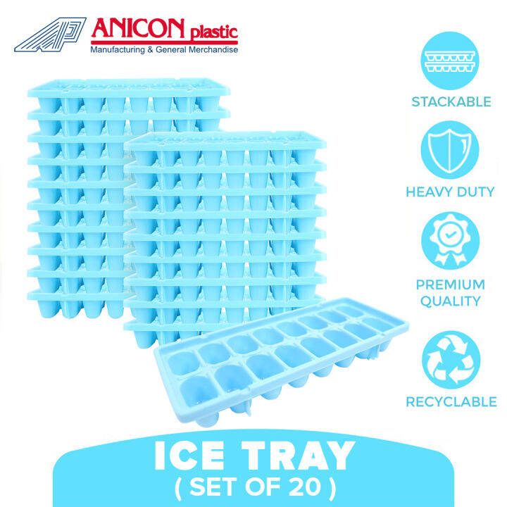 Aniware Premium Quality 16 Cube Blue Plastic Ice Tray (20 pieces ...