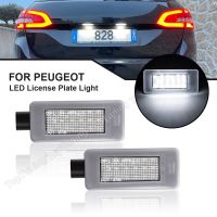 แผ่นเรืองแสงป้ายทะเบียน LED 2ชิ้นสำหรับ Citroen C3 MK3 C5 C4สำหรับ Peugeot 207 CC 208 2008 308 II T9 Hatchback SW 3008