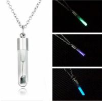 Glow In The Dark Hourglass Necklace Dandelion Glass Pendant Necklace Chain Luminous pendant Jewelry Women Gifts Gem Accessories