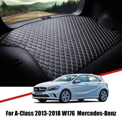 Leather Car Trunk Mat For Mercedes Benz A Class W176 2013 2014 2015 2016 2017 2018 Cargo Liner Tray Boot Cover Pad Accessories