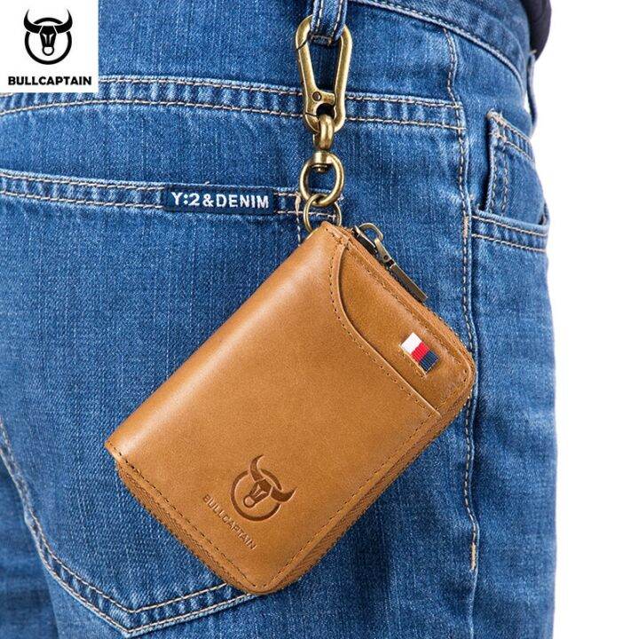 bullcaptain-genuine-leather-mens-key-card-bag-high-quality-multi-function-key-box-car-key-chain-wallet-mini-card-bag-key-clip