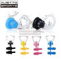 【health】 Austto Swimming Nose Clip Silicone Waterproof Surfing Nose Protector Nose Plugs Earplugs for Age 7 Kids Adults