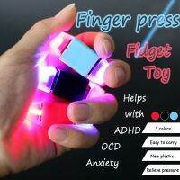 Finger Press Button Fidget Toy Unique Decompression Toys with LED Light Mechanical Switch for Autism Kids Adults Special Needs