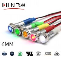 FILN Metal flat head 6mm 12v 24v 220v 110v equipment pilot lights long-life led indicator light with wire