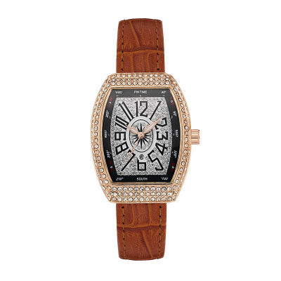 นาฬิกาข้อมือแฟชั่นผู้หญิง 2022 ใหม่ Barrel Type Leather Watch Womens Fashion Trend Watch Diamond Waterproof Watch