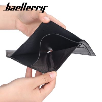 Baellerry Horizontal Mens Wallets Classic Soft Leather Short Open Mens Wallet