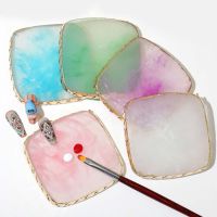 Nail Art Square Agate Palette UV Gel Polish Pallet Resin Display Palette Color Mixer Mixing Palette Holder Drawing Plate