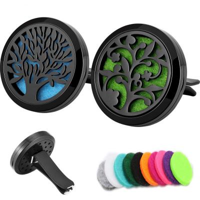 【DT】  hotCar Air Freshener Vent Clip 30mm Car Air Vent Aromatherapy Essential Oil Diffuser Stainless Steel Locket With Vent Clip 5 Pads