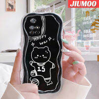 JIUMOO เคสสำหรับ Xiaomi MI Redmi Note 11 11S Poco M4 Pro 4G เนื้อครีมลายหมีมีความสุขลายคลื่นเคสมือถือใสป้องกันเลนส์กล้องเคสซิลิโคนนิ่มใส