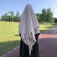 Khimar ผ้าเครปแจ๊สสองชั้นแบบสุภาพสำหรับมุสลิมคุณภาพสูงแฟชั่นฮิญาบยาวเสื้อผ้าอิสลาม