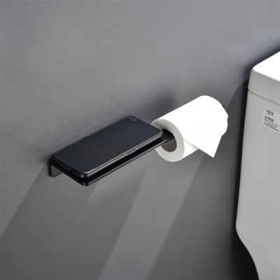 Aluminum Toilet Paper Holder Black Roll Cell Holder Bathroom Accessories Paper Rack Black Wall Mounted Kitchen Paper Holder
