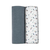 BEABA ชุดผ้าอ้อมเอนกประสงค์  Pack of 2 XXL Muslins Organic Cotton - Dark Grey + Spring Flower Playprint