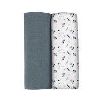 BEABA ชุดผ้าอ้อมเอนกประสงค์ 120 x 120  ซม. 2 ชิ้น Pack of 2 XXL Muslins Organic Cotton - Dark Grey + Spring Flower Playprint