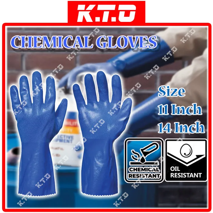 HEAVY DUTY PVC NITRILE COATED CHEMICAL GLOVES SEAMLESS GLOVES OIL
